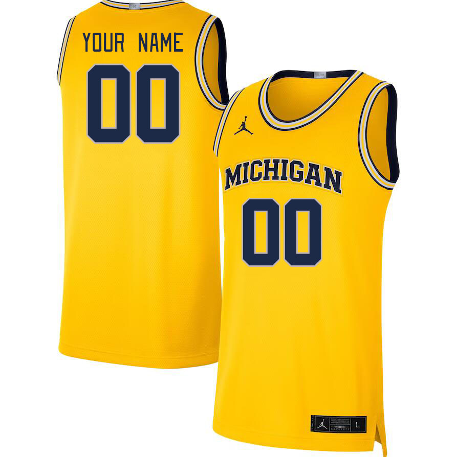 Custom Michigan Wolverines Name And Number College Basketball Jerseys Stitched-Gold - Click Image to Close